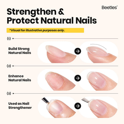 Beetles Builder Gel Set,3 Pcs 8 in 1 Nail Strengthening Apex Building Extension for Beginner DIY Salon at Home,Clear Builder Nail for Nails with Base and Top Coat Gel,UV & LED Lamp Needed