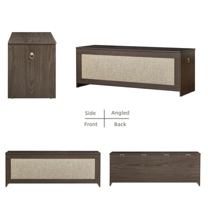 ZenFang 51.2" Storage Chest Extra Large,Storage Bench with 2 Safety Hinges,Wooden Shoe Bench,51.2x15.7x18.3 Inch,Easy Assembly,Storage Bench for Bedroom,Living Room,entryway(Obsidian Black)