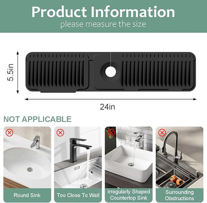 24 Inch Faucet Mat for Kitchen Sink Silicone Folding Faucet Mat for Bathroom