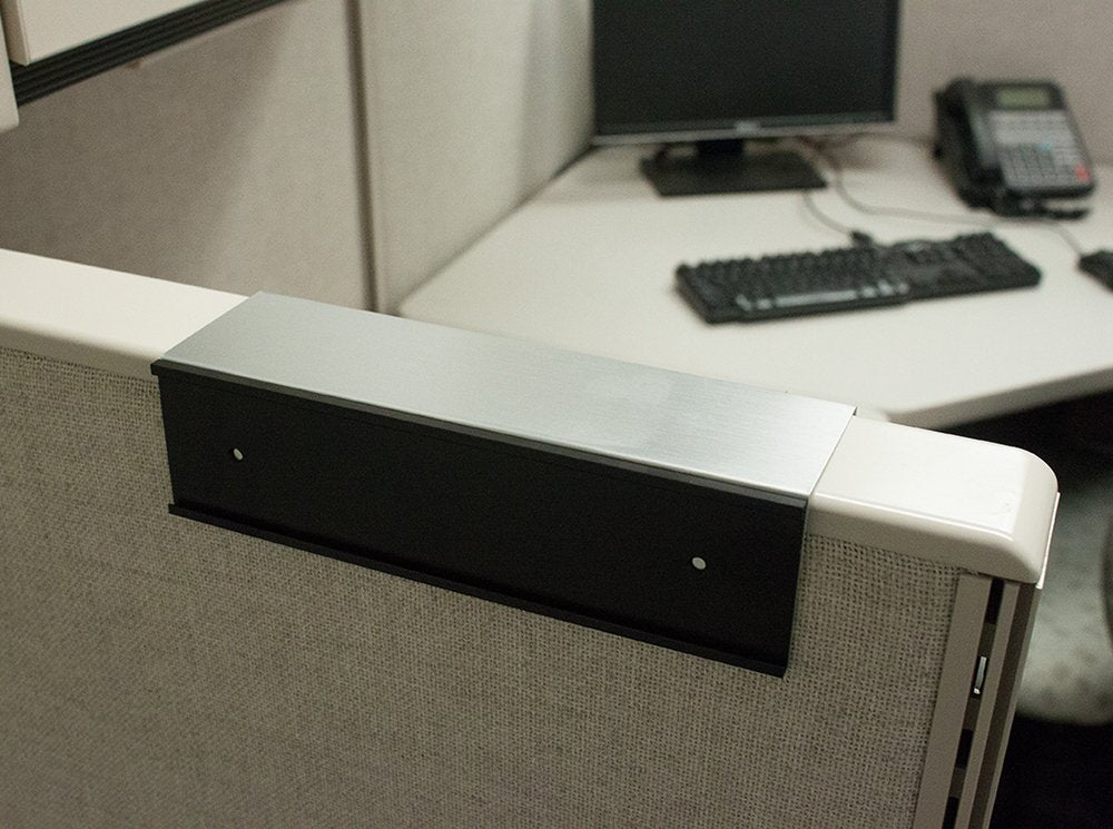 Quality Aluminum, Changeable Cubicle Nameplate Holder, Satin Silver Base, and Matte Black Name Plate Holder, Guaranteed Not to Crack (3" Depth)
