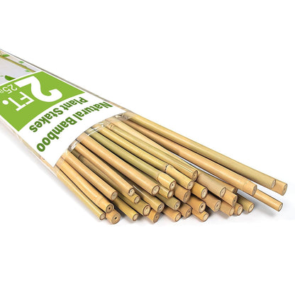 Gardgue Natural Bamboo Poles, 2 Feet Bamboo Sticks for Plants, Wood Garden Stakes for Tomato, Bean, Flowers, Trees Potted and Climbing Plants, 25 Pack