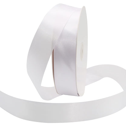 Maclemon 1 inch Wide 100 Yards Double Face White Satin Ribbon White Fabric Ribbon for Gift Wrapping Very Suitable for Weddings Decoration Bouquet Balloons Arts Craft Sewing Hair Bow Invitation