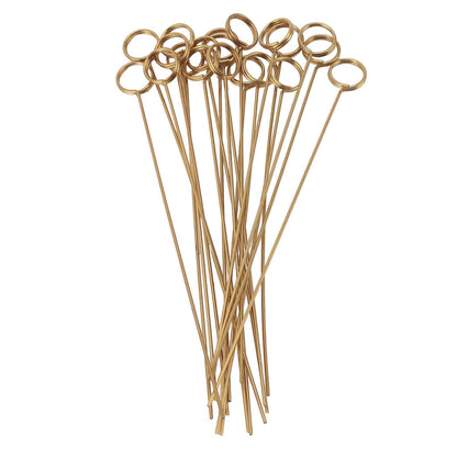 50Pcs Gold Metal Wire Card Holder, 6in Photo Memo Clips, Reusable Floral Picks Clips for Wedding Party Birthday Cake, Place Card Holder for Flower Arrangement (Round)