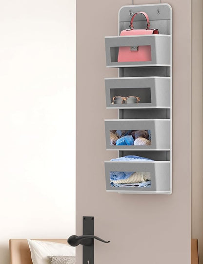 Simple Houseware 4 Clear Window Pocket Over Closet Door Storage Hanging