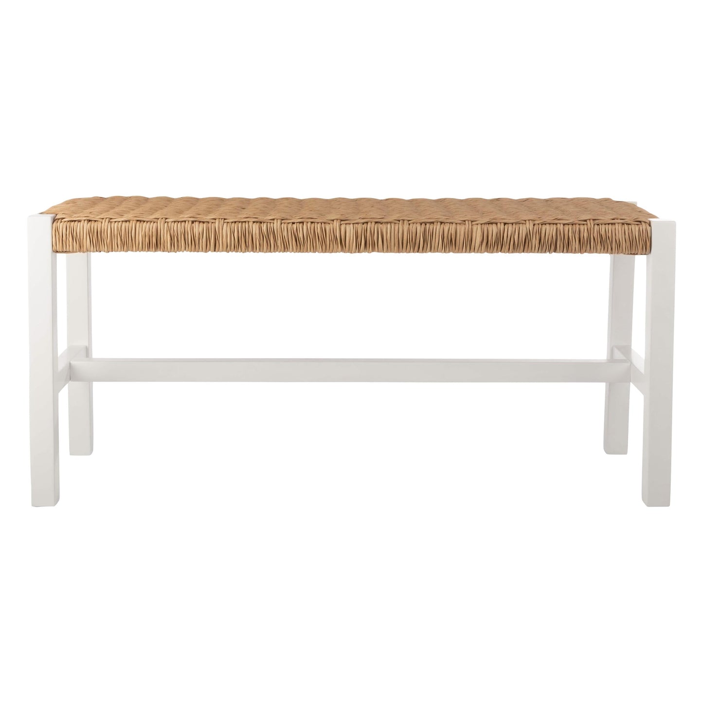 Alaterre Furniture Newport 40 Inch Solid Wood Entryway Bench - Modern Farmhouse Indoor Decorative Bench with Handcrafted Woven Rope Seat - Furniture for Entryway, Dining Room, or Kitchen (White)