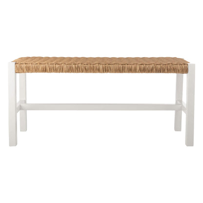 Alaterre Furniture Newport 40 Inch Solid Wood Entryway Bench - Modern Farmhouse Indoor Decorative Bench with Handcrafted Woven Rope Seat - Furniture for Entryway, Dining Room, or Kitchen (White)