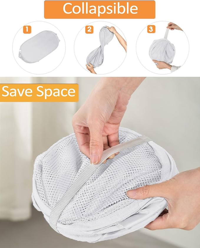 Durable Collapsible Laundry Baskets, Reinforced Mesh Pop Up Laundry Hamper