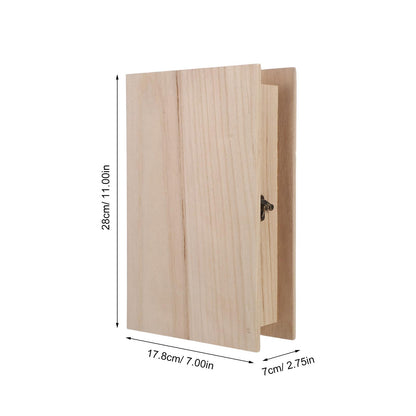 Alipis Wooden Box with Hinged Lid: Unfinished Wood Box Book Shaped Keepsake Organizer - Decorative Wooden Storage Case for Jewelry, Cards and Crafts (28x17.8x7cm)