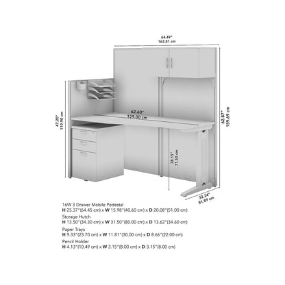 Bush Business Furniture Office in an Hour 65W Straight Cubicle Desk with Storage, Drawers, and Organizers in Pure White | Modern Computer Table Set with Privacy Panels for Commercial Workspace