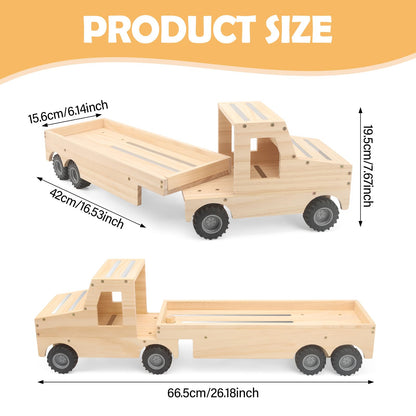 Taladad Storage & Play Car for Toniebox 2/1 and Tonie Figures Storage Shelf (Wooden Trailer), Magnetic Shelves Compatible with Tonie Box Player Character for Children Room (Natural, Wooden Trailer)