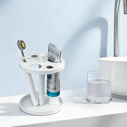 White Metal Toothbrush Holder – Countertop 4‑Toothbrush Organizer Set