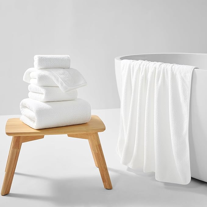 REDKISS Ultra Soft 6 Piece Towel Set, Premium White Towels