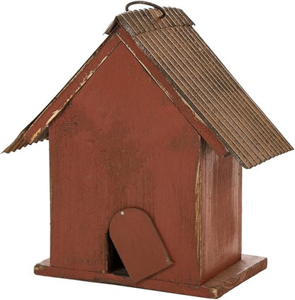 Glitzhome Bird House for Outdoor, 8.75" H Decorative Pet Cottage Distressed Heart Garden Wooden Birdhouse for Outside, Hanging Birdhouse for Bluebird Hummingbird Wren Finch Cardinals Cedar