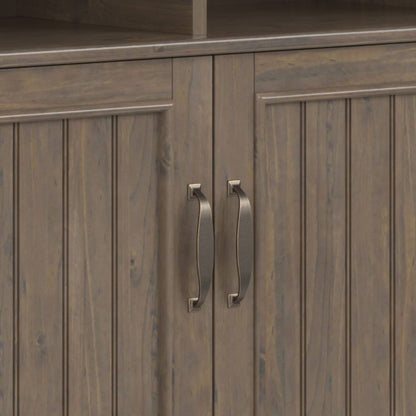 SIMPLIHOME Lev SOLID WOOD 39 Inch Wide Contemporary Medium Storage Cabinet in Smoky Brown, For the Living Room, Entryway and Family Room