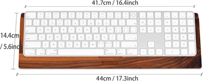 SAMDI Apple iMac Stand Base, Stainless Steel/Wooden Keyboard Tray - Magic Keyboard Mounting Platform - Black Walnut