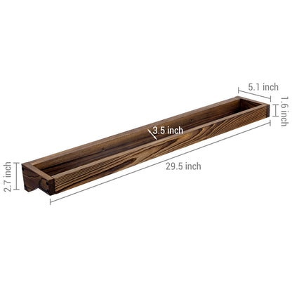MyGift 30 Inch Rustic Burnt Solid Wood Hanging Shoe Rack, Wall Mounted Storage Organizer Footwear Holder for Closet, Mudroom, Entryway, Holds 6 Pairs, Set of 2
