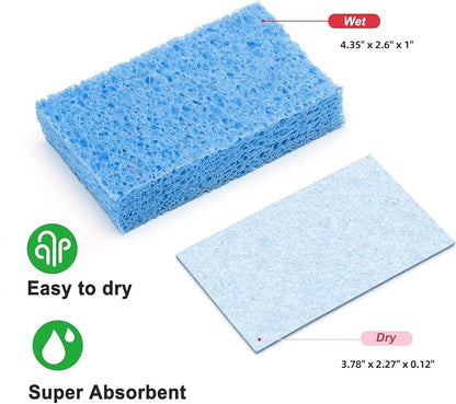 12 - Pack Non-Scratch Scrub Sponges - Sponges for Dishes and Washing Dishes, Cleaning Sponges for Kitchen Home Bathroom Cars, Funny Cut-Outs DIY for Kids (Blue)