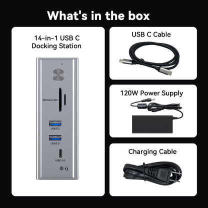 TobenONE USB C Laptop Docking Station 3 Monitors, Triple 4K DisplayLink Dock with 120W Power Adapter, for MacBook M1-M5/Mac mini/Windows, 3X HDMI, 5X USB, Gigabit Ethernet, Driver Required
