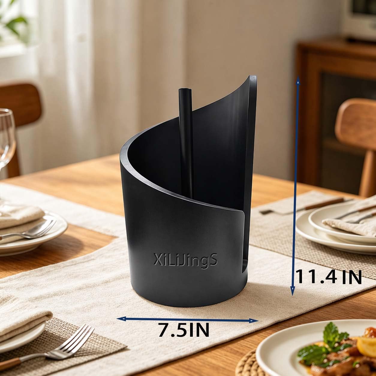 2026 New -Mountain Paper Towel Holder – with Mango Wood,Round Base & Iron Holder, Modern Countertop for Kitchen & Living Room Daily Use (Black)