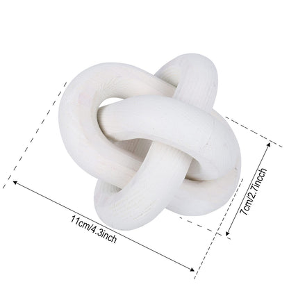 Jlong Wood Knot Decor, 3-Link Wood Chain Link Coffee Table Decor, Small Shelf Decor Accents, Hand Carved Modern Farmhouse Boho Wooden Knot Decorative Chain Wood Decor for Living Room Bedroom Office