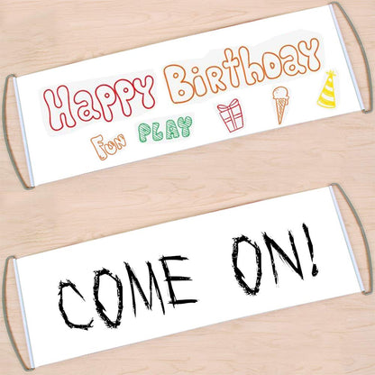 DIY Vinyl Blank Banner Kit,Reusable Handheld Pocket Dry Erase Custom White Banner for Birthday Party, Sports,Concerts,Cheer Congratulations,Team Spirit Event