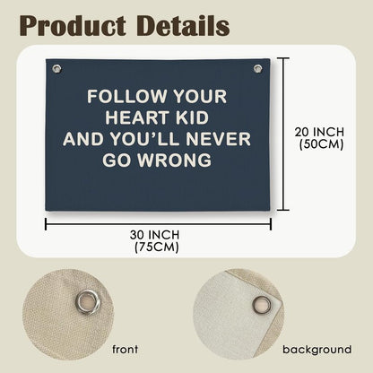ShowDraven Boy Nursery Decor, Inspirational Wall Decor Hanging Linen Banner, Navy Blue Motivational Wall Flag for Kids Boys Room Playroom Nursery Decor, 20x30 Inch