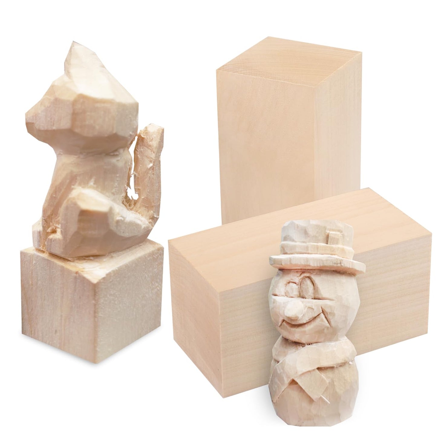4 Pack Basswood Carving Blocks, 6x3x3 Inches Basswood Blocks for Beginner to Advanced Carvers, Ideal for DIY Projects and Gifts, Soft and Smooth, Easy Whittling and Carving,by GNIEMCKIN
