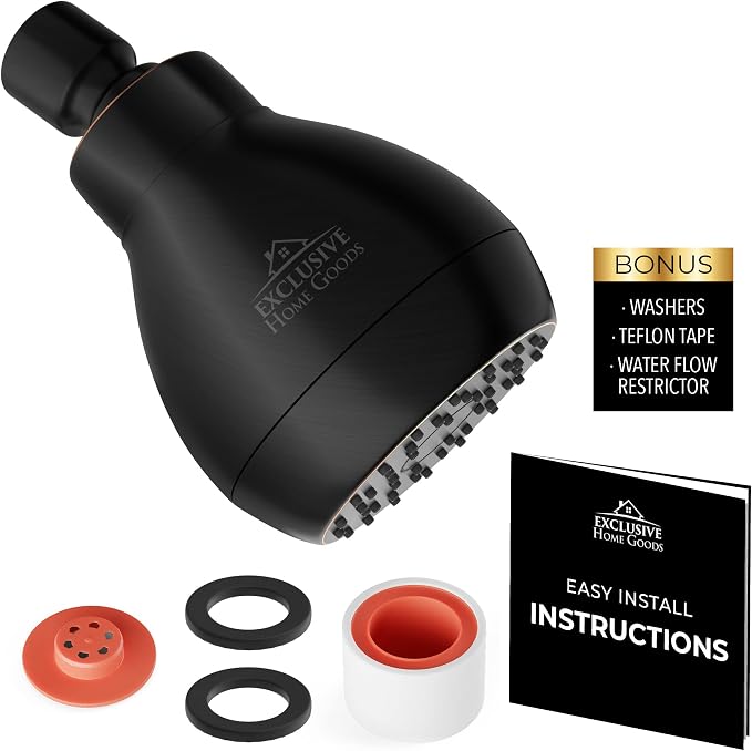 High Pressure Shower Head - Powerful Deluxe Bathroom Showerhead with Strong Spray Stream Universal Fit Works with High and Low Water Flow 1.8