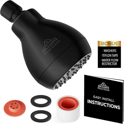 High Pressure Shower Head - Powerful Deluxe Bathroom Showerhead with Strong Spray Stream Universal Fit Works with High and Low Water Flow 1.8