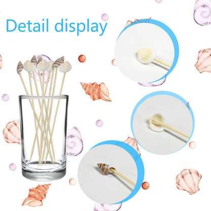 200Pcs Seashell Cocktail Picks,Beach Hawaiian Lua Party Pick 4.7 Inch Fancy Appetizer Tooth Picks for Summer Hawaiian Party Luau Beach Holiday Party Supplies
