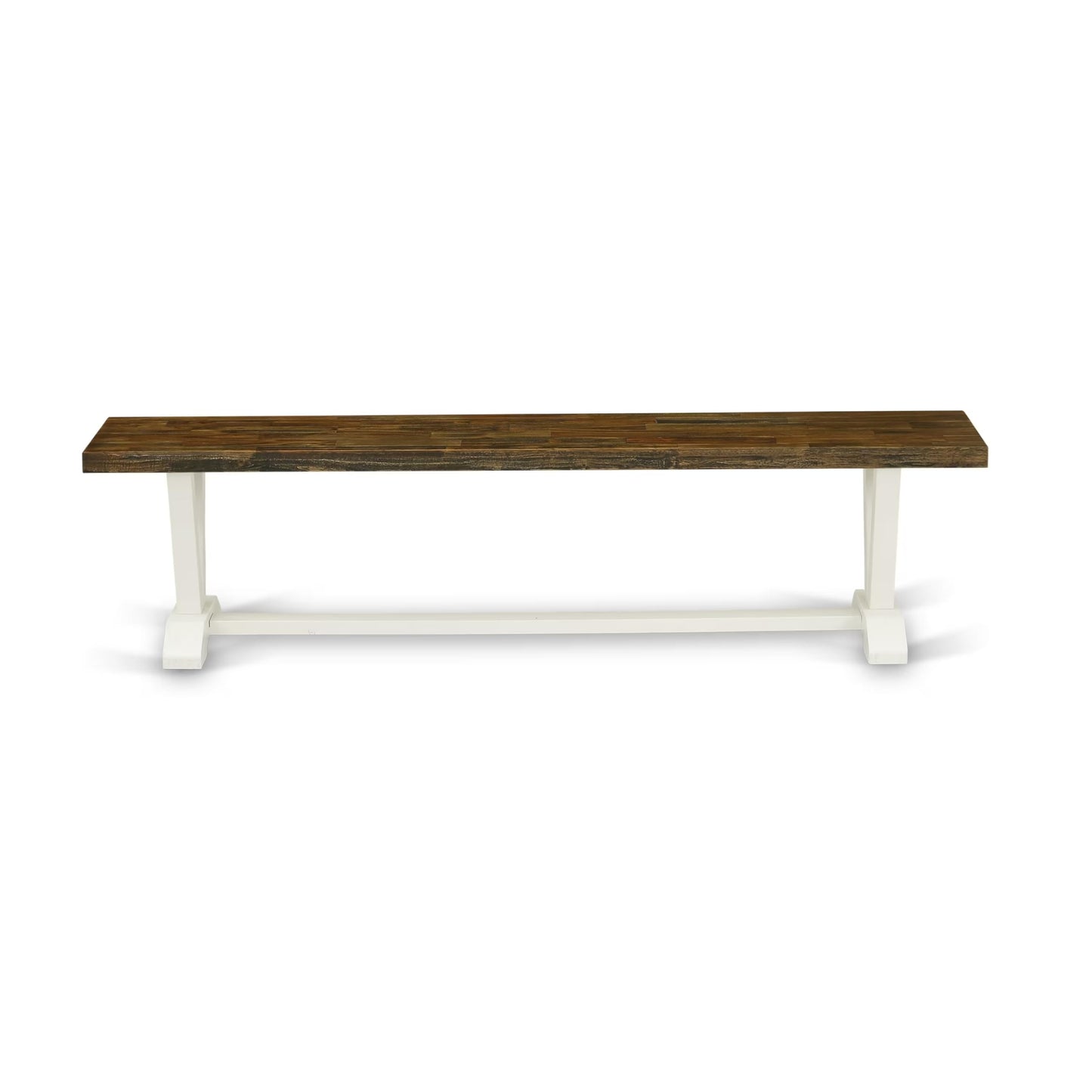 East West Furniture VB077 V-Style Modern Dining Room Bench with Wooden Seat, 72x15x18 Inch, Multi-Color