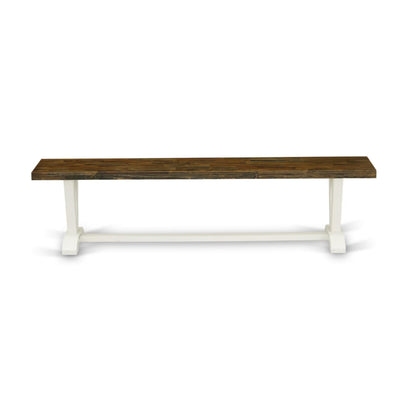 East West Furniture VB077 V-Style Modern Dining Room Bench with Wooden Seat, 72x15x18 Inch, Multi-Color