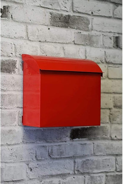 NACH Large Mailbox for House, 12.4”x7.1”x11.8 Red Mailboxes for Outside, Waterproof Mailbox - Baxter-Style Wall Mount Mailboxes for Outside