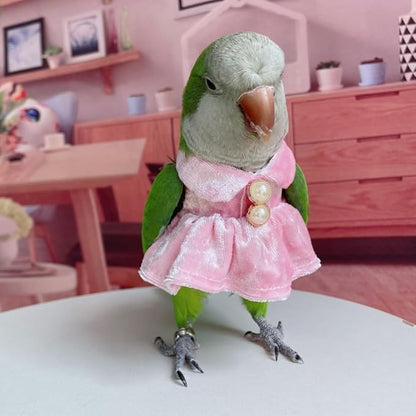 Bird Costume Bird Diaper Flight Suit Parrot Velvet Fleece Skirt Clothes Cosplay Photo Prop for Conure Lovebird Parakeet Cockatiel Macaw Small Animals Apparel (Pink,X-Small)