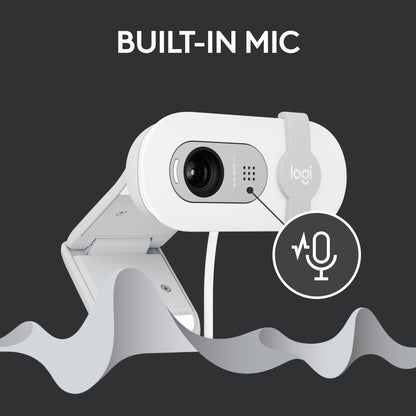 Logitech Brio 100 Full HD 1080p Webcam for Meetings, Streaming, Desktop, Laptop, PC - Built-in Mic, Shutter, Works with Zoom, Microsoft Teams, Nintendo Switch 2’s new GameChat Mode-Off -White