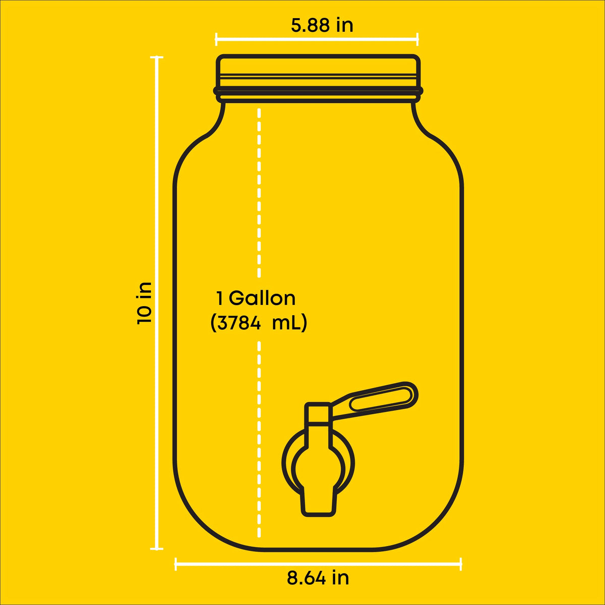 1-Gallon Drink Dispenser. Glass Beverage Dispenser with Stainless steel Spigot plus Ice Cylinder and Fruit Infuser! Water Dispenser, Lemonade Stand, Juice Container - Drink Dispensers for Parties