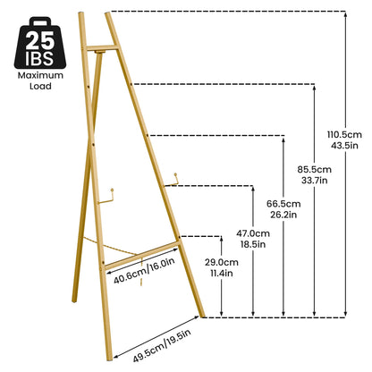 Gold Easel Stand for Sign, Heavy Duty Easel, 4-Tier AdjustableArt Easel for Painting, Wedding Sign 1pc