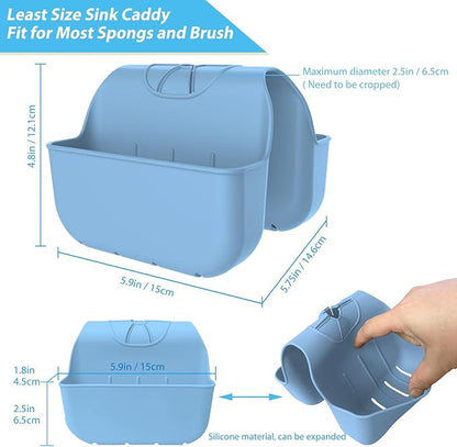 Sponge Holder for Kitchen Sink, Silicone Sink Saddle Caddy Organizer Rack
