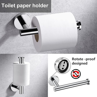 12 Pieces Polished Chrome Bathroom Hardware Accessories Set Hand Towel Ring 16&23.6 inch Round Towel Bar Toilet Paper Holder Towel Hooks 4 Pieces SUS 304 Stainless Steel,Heavy Duty,Wall Mounted