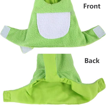 Sun Conure Bird Diaper Flight Suit Frog Shape Hoodie Cosplay Photo Prop for Parrots African Greys Parakeet Cockatiel Reusable Adjustable Apparel (S)