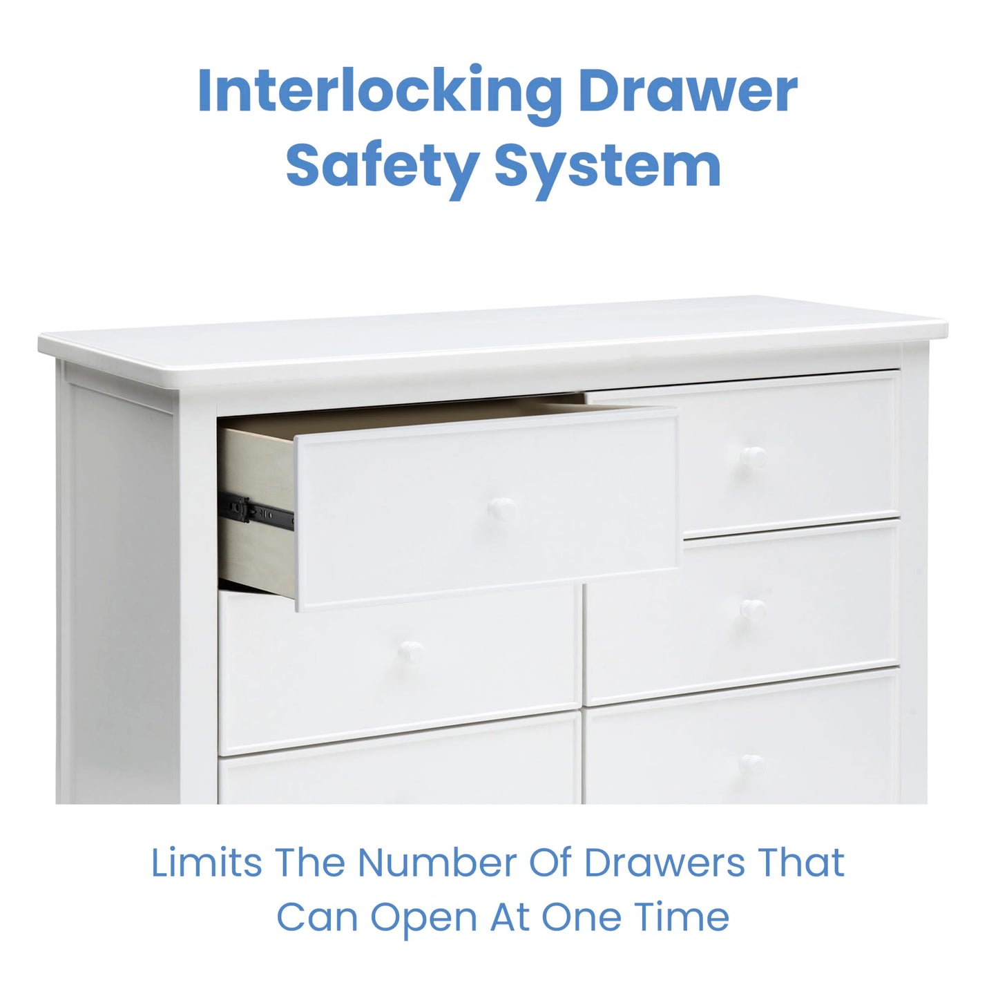 Delta Children Haven 6 Drawer Dresser with Interlocking Drawers - Greenguard Gold Certified, White