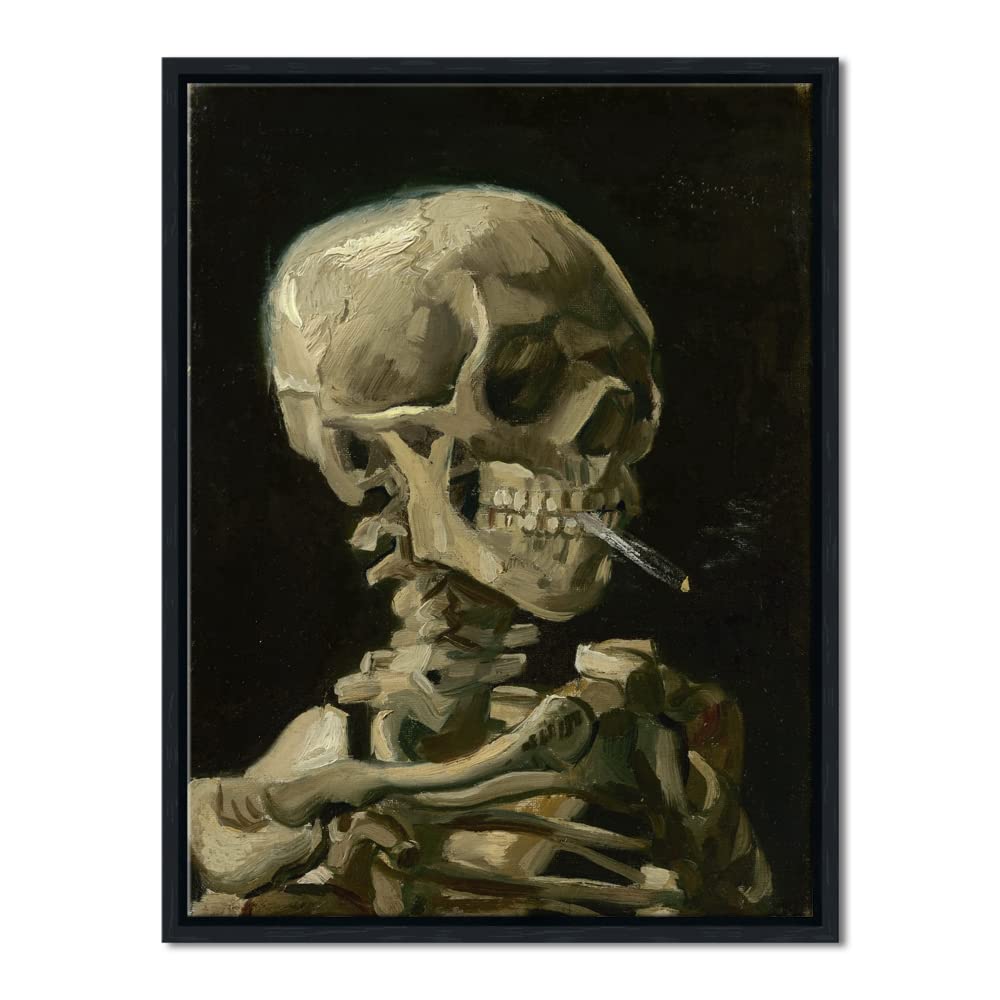 Wieco Art Skull of a Skeleton with Burning Cigarette, 1886 by Vincent Van Gogh Canvas Wall Art for Home Decor and Wall Decor Post-impressionism Canvas Prints Pictures Artwork