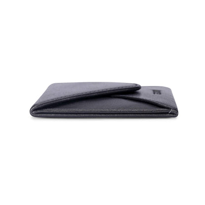 HISCOW Envelope Business Card Case with Magnet Closure - Italian Calfskin (Black)