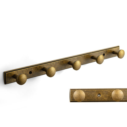 Goo-Ki Antique Brass Coat Rack Wall Mount, Heavy Duty Zinc Wall Mounted Coat Hooks with Escutcheon Backplate, Vintage Hat and Towel Hanger Rail for Entryway, Bathroom and Mudroom (5 Hooks)