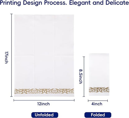JOLLY CHEF 100 Disposable Hand Towels, Soft and Absorbent Linen Feel Dinner