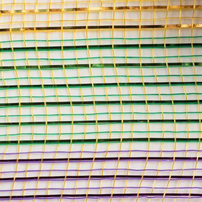 baotongle Metallic Mardi Gras Deco Mesh Ribbon Roll Glitter Metallic Wrapping for Tree Door DIY Project Decorations Wrapping Craft (Purple Gold Green, 10inchesx10Yard)