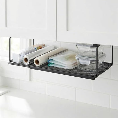 Aluminum Foil and Plastic Wrap Organizer, Under Shelf Storage, Foldable and Retractable Pantry Hanging Organizers,Wrapping Paper Holder for Sandwich, Freezer, Ziplock Bag