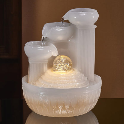 JUE ZHEN Tabletop Water Fountain - Desktop Humidifier Indoor Waterfall Fountain Home Decoration for Office, Living Room, or Bedroom