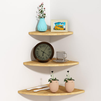 CYWDTYRDXZ Corner Mounting Shelf, Easy to Install Wall Corner Shelf, Wall Shelves with Wood Grain Finish, Durable and Waterproof Wooden Material for Kitchen, Bathroom, Living Room Home Décor (Brown)