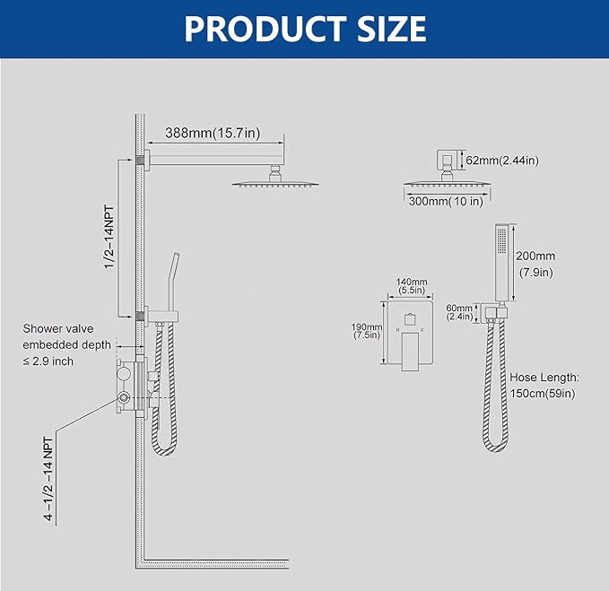 Brushed Gold Shower System with 10-Inch Rain Showerhead and Handheld